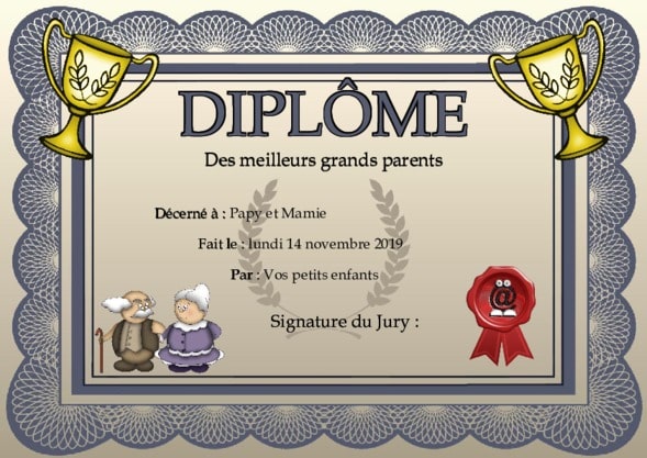 Un dipl�me pour vos grands parents