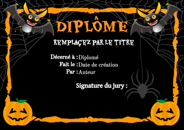 Un joli dipl�me pour votre f�te d'Halloween