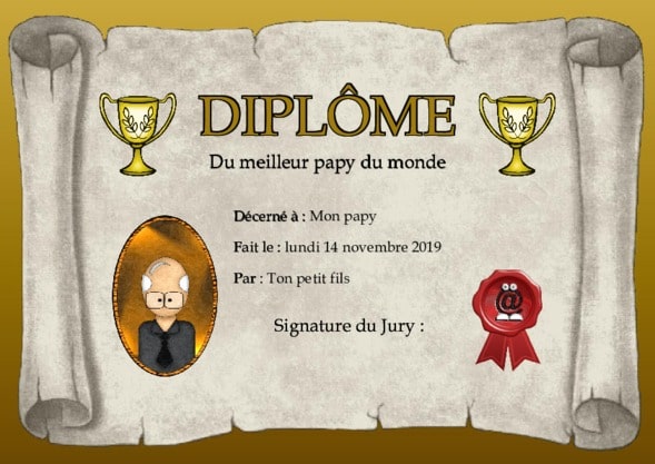 Un dipl�me pour son papy